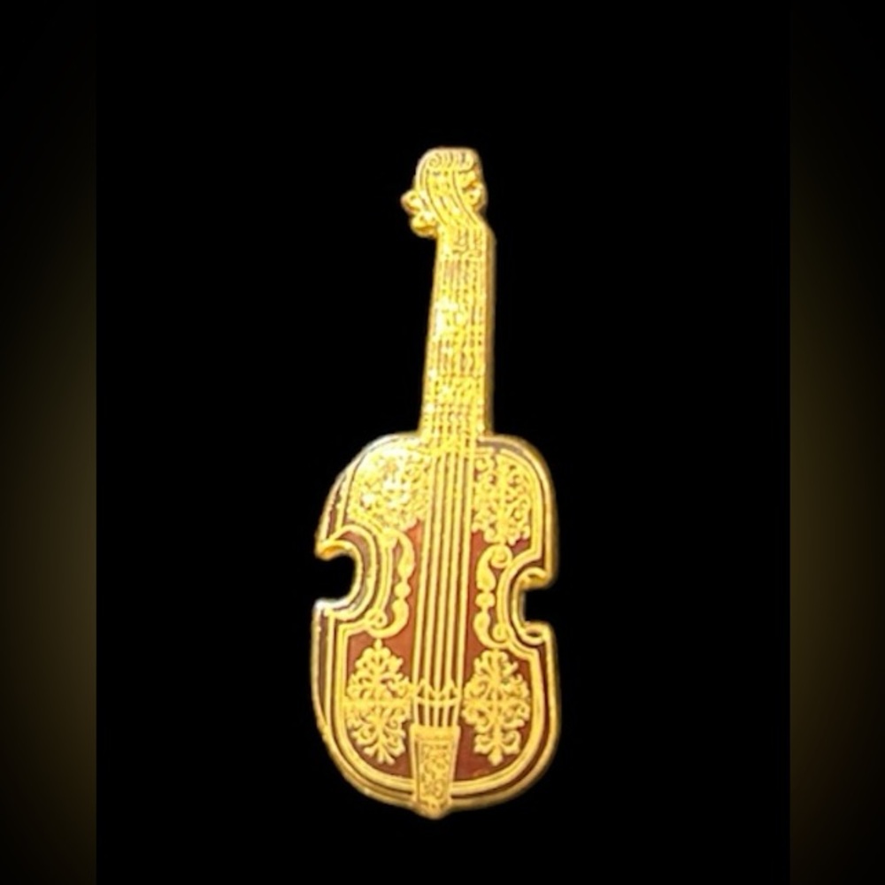 VINTAGE MMA METROPOLITAN MUSEUM OF ART VIOLIN GUITAR BROOCH 1985-COLLECTIBLE